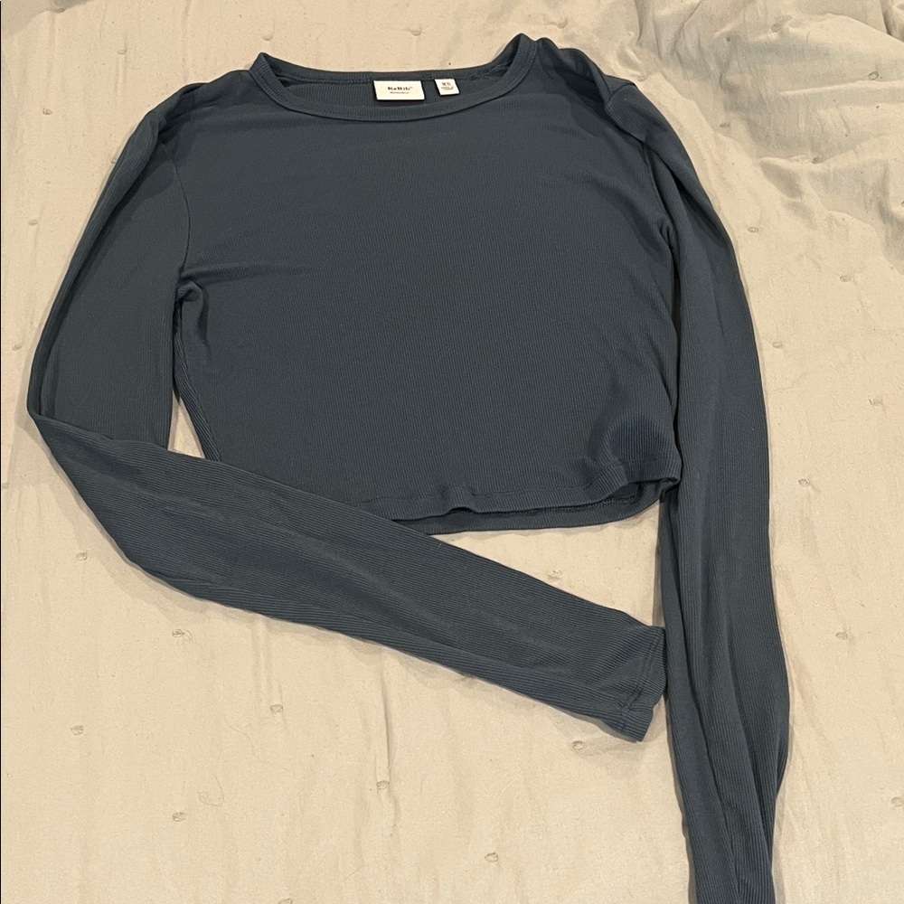 Brandy Melville Charcoal Long Sleeve Crop Top